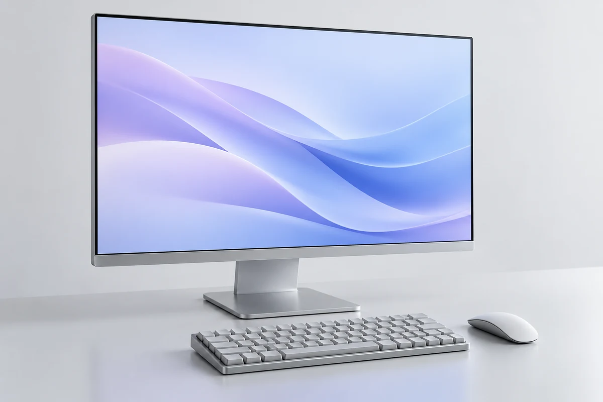 Teclado mecânico com mouse e monitor em uma mesa organizada, imagem ilustrativa